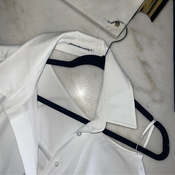Alexander Wang White Cutout Cotton-Poplin Mini Shirt Dress - Picture 5 of 6